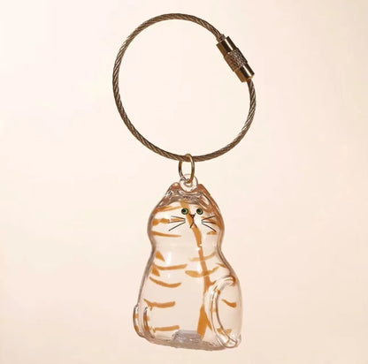 Charming Transparent Cat Hair Storage Keychain Pendant - Perfect Memorial Souvenir for Cat Lovers