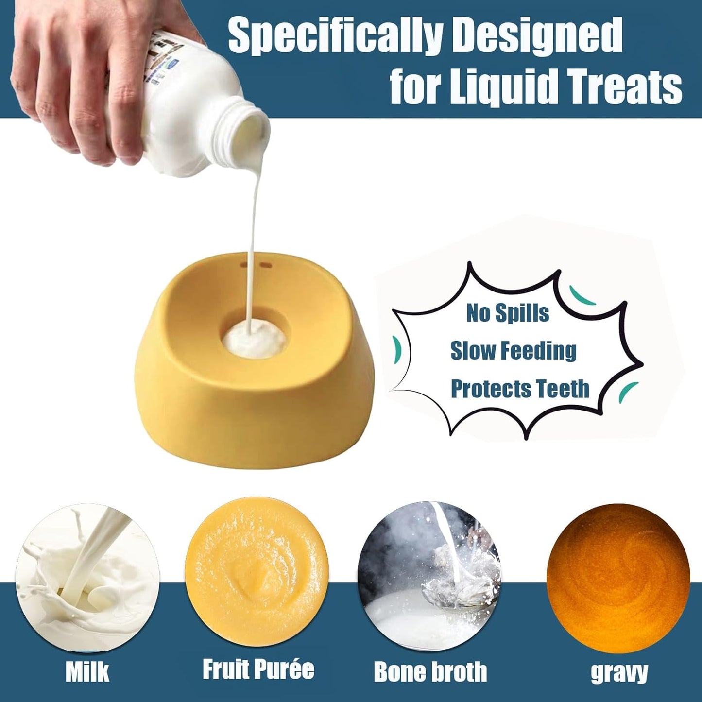 Lick and Roll Bowl for Dogs - The Ultimate No-Mess Slow Feeder for Bone Broth, Yogurt & Supplements | Perfect for Puppies, Seniors, and Post-Op Nutrition