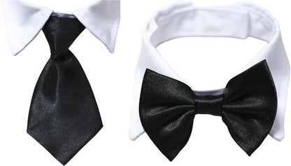 Chic Dog Necktie Tuxedo Set with Adjustable Cotton Collar for Small to Large Dogs