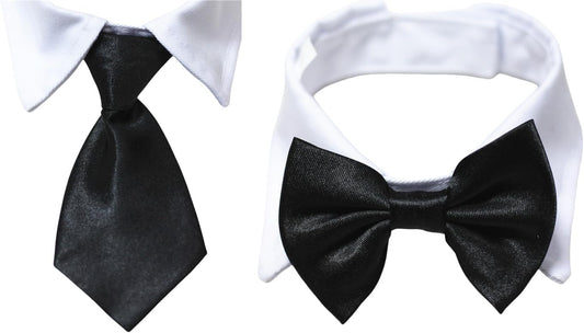 Chic Dog Necktie Tuxedo Set with Adjustable Cotton Collar for Small to Large Dogs