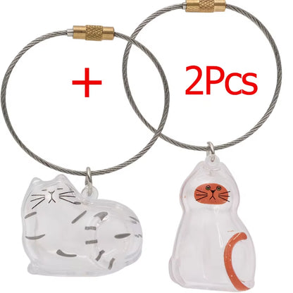 Charming Transparent Cat Hair Storage Keychain Pendant - Perfect Memorial Souvenir for Cat Lovers