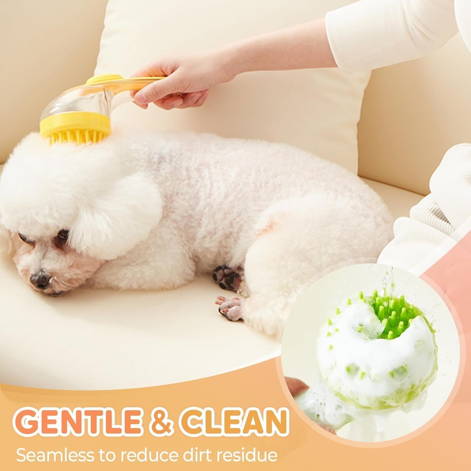 Transform Your Pet's Bath Time with the 2 in 1 Dog Bath Brush - Massage and Shampoo Dispenser for Ultimate Grooming Experience!
