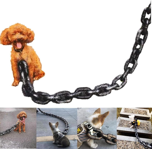 Funny Silvery Big Dog Chain Leash - Durable Plastic, 79" Long for Small Breeds like Chihuahua, Teddy Poodle, and Papillon